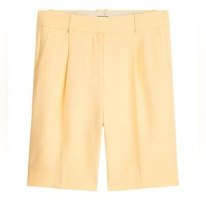J Crew Pleated trouser short in luster canvas 4 Sweet Meringue Yellow